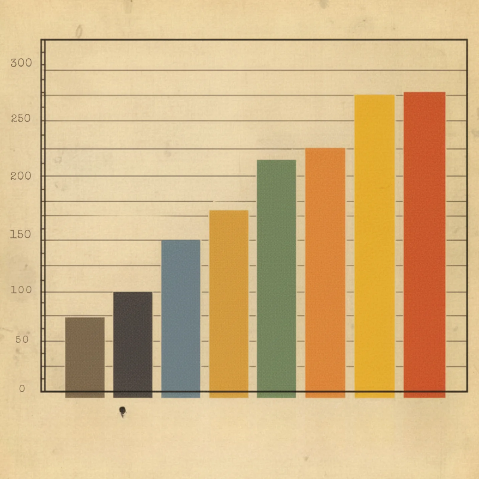 An old bar chart on aged paper